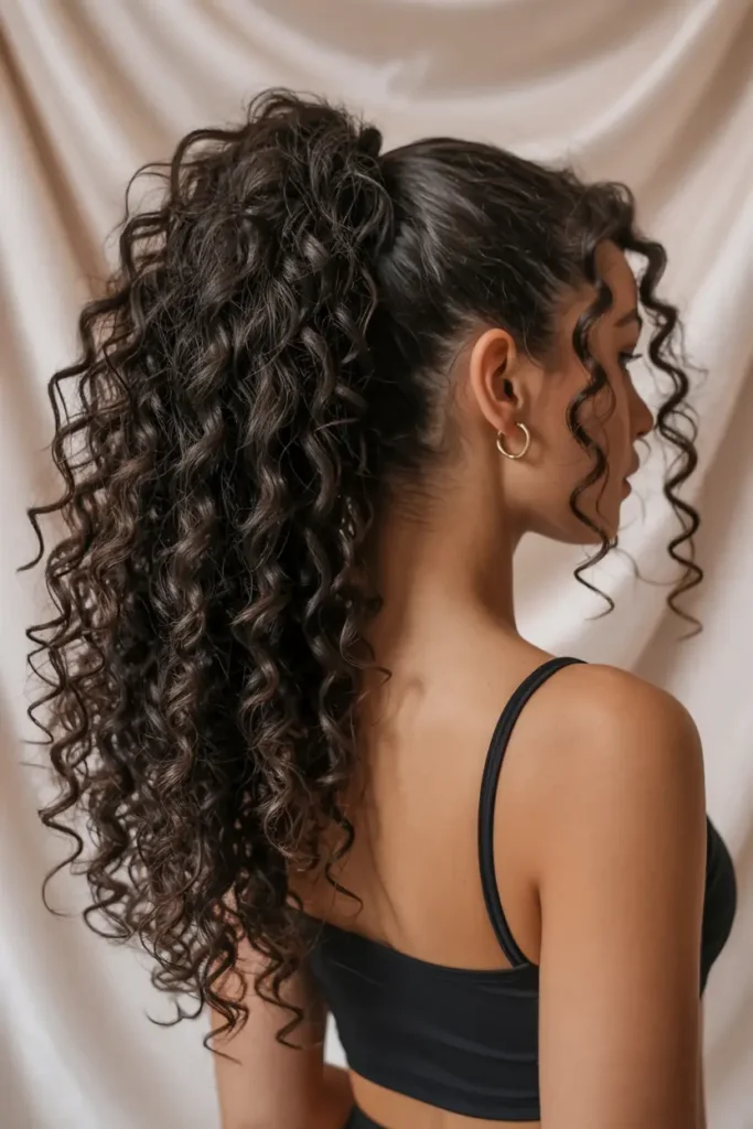 1. Voluminous Curly High Ponytail