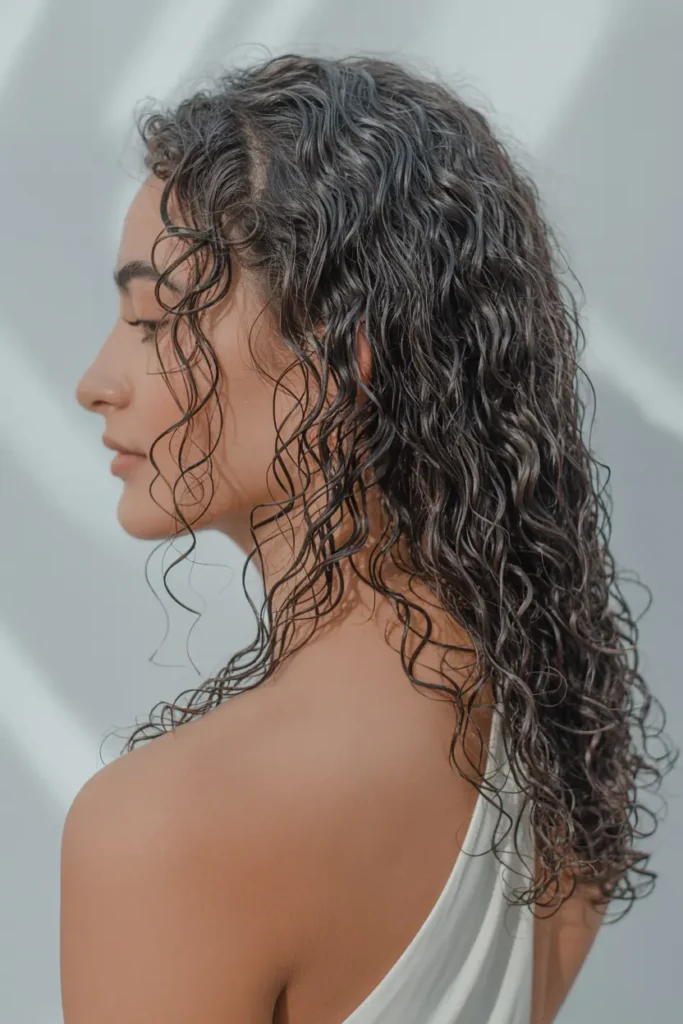 10. Wet Look Curly Waves