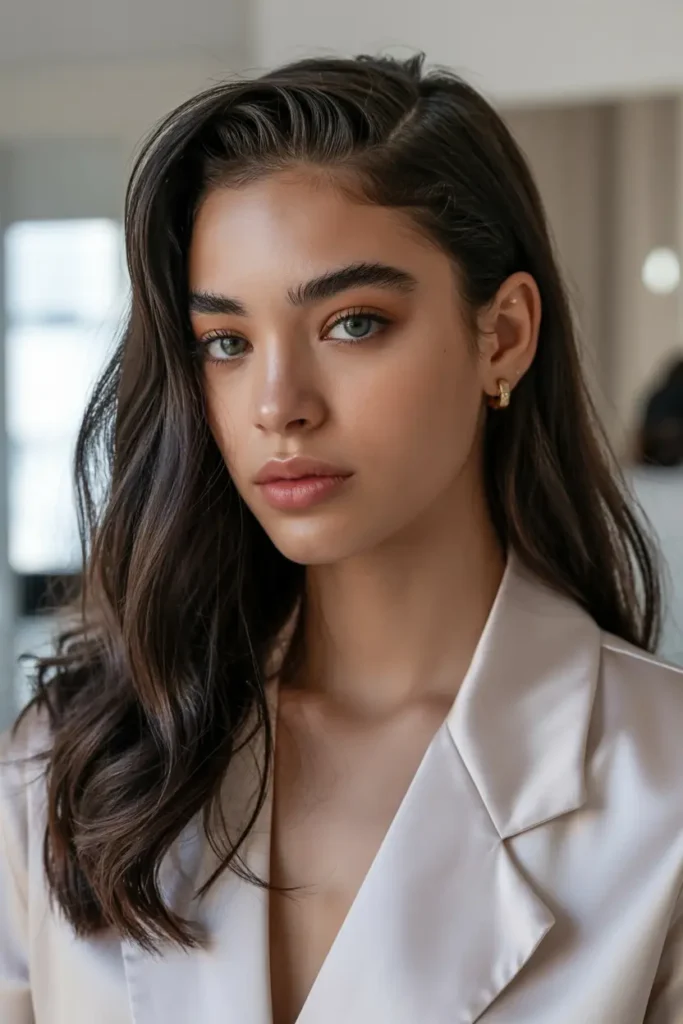 11. Glossy Side Swept Style