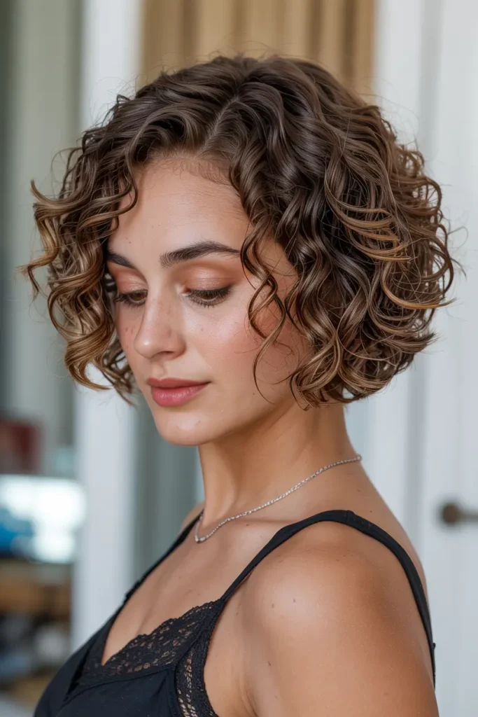 11. Side Parted Curly Bob