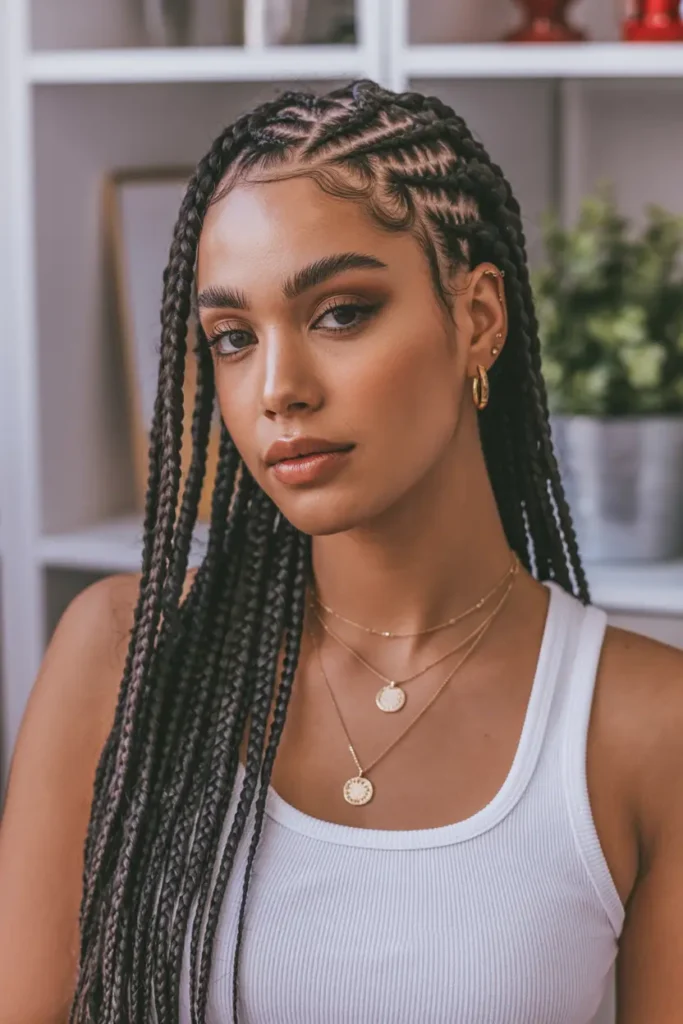 12. Asymmetrical Cornrow Braids
