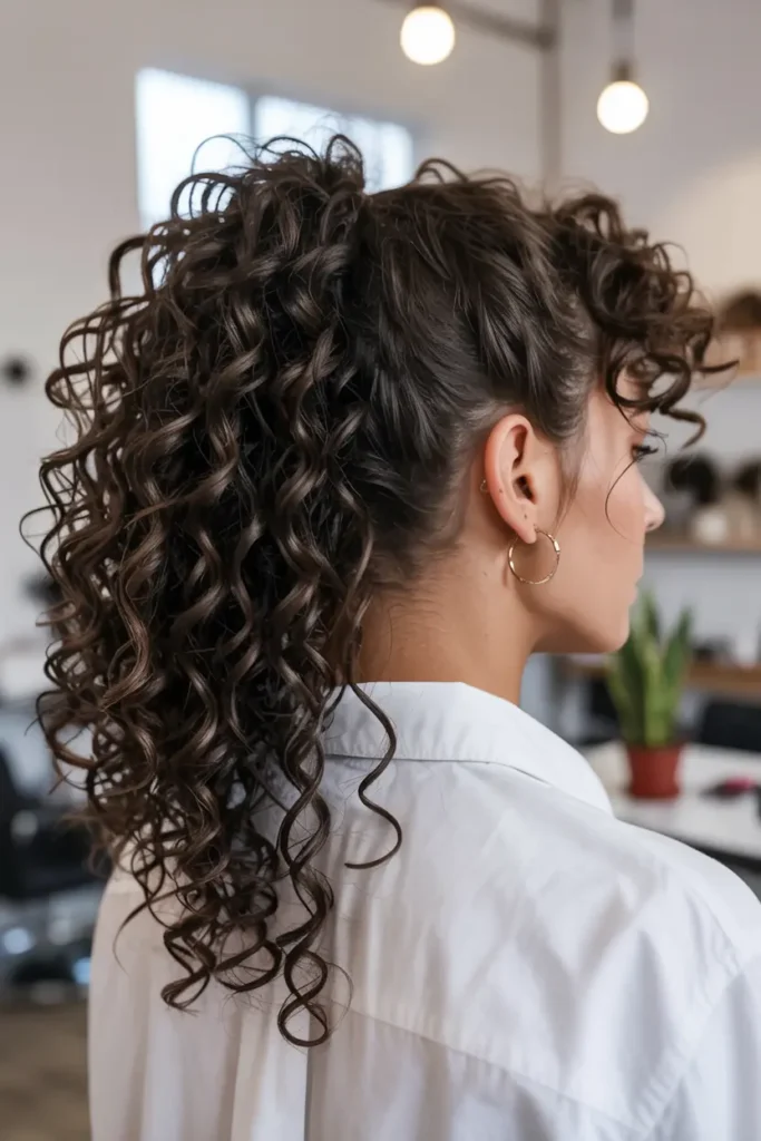 15 Baddie Curly Hairstyles for School to Try Today 31 12. Bouncy Curly Puff