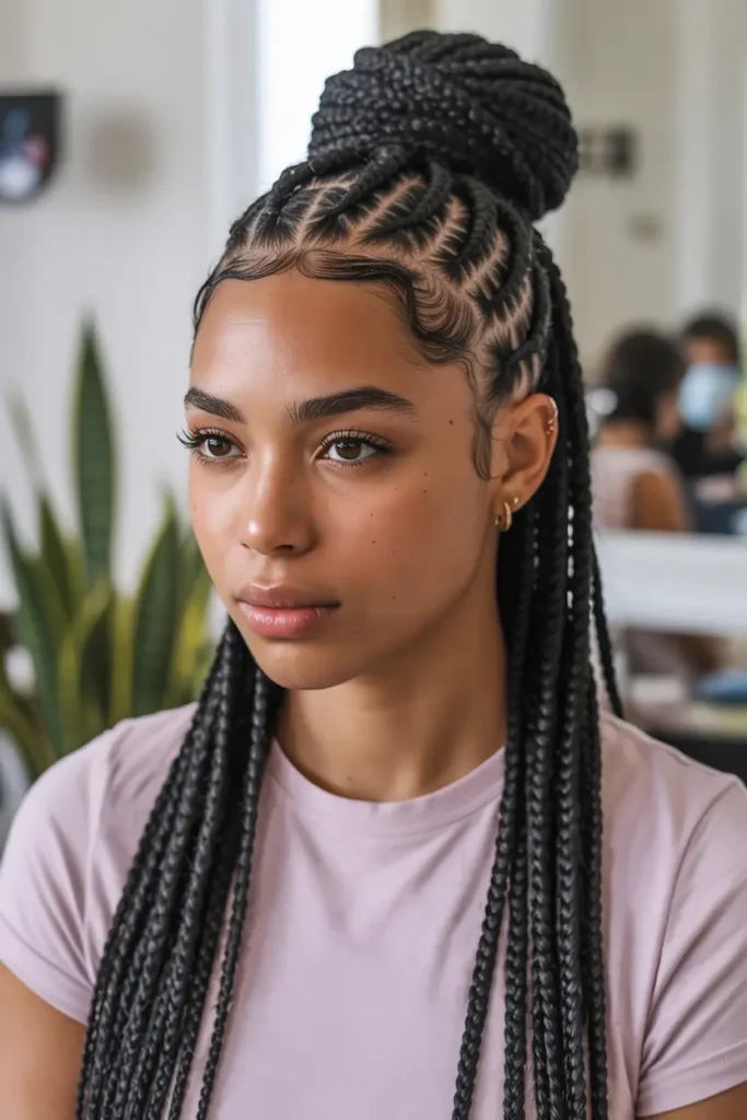 13. Sleek Cornrow Updo