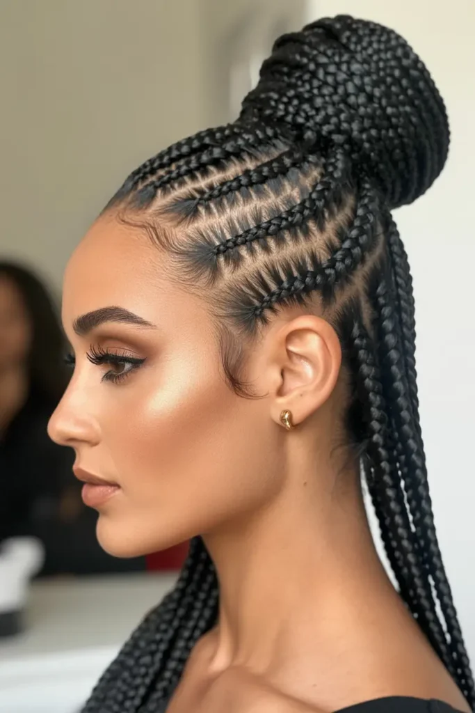 15 Fulani Braids with a Twist: Beads, Buns & Ponytails 3 2. Half Up Fulani Braids