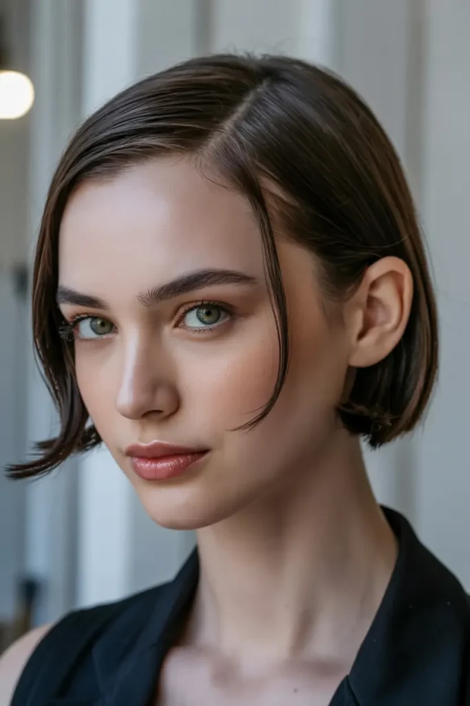 3. Glossy Slicked Back Bob