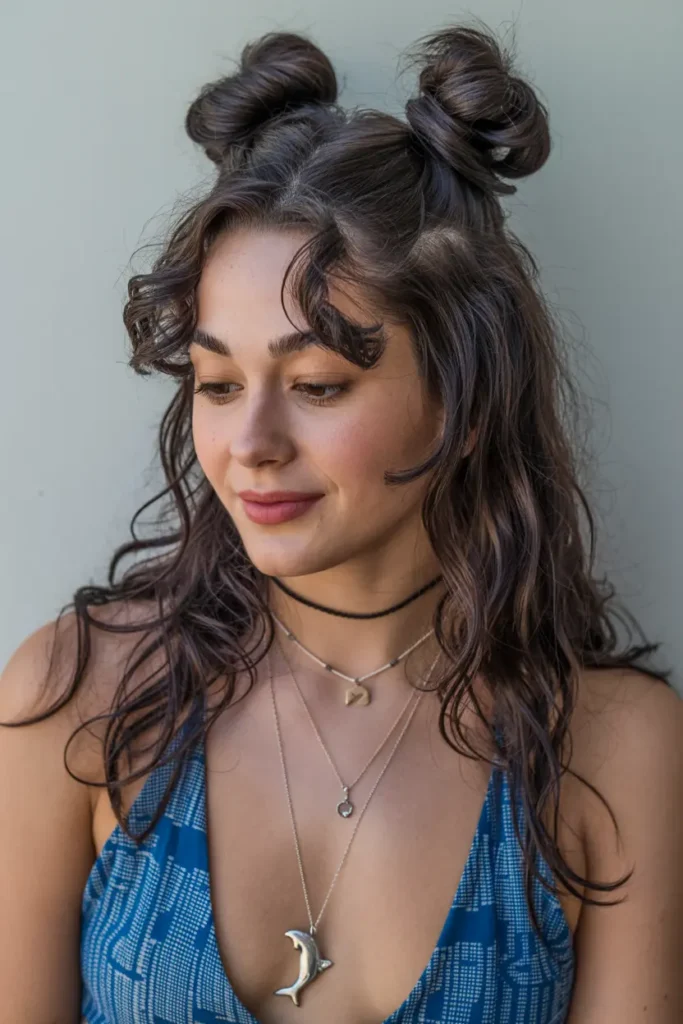 3. Half Up Space Buns