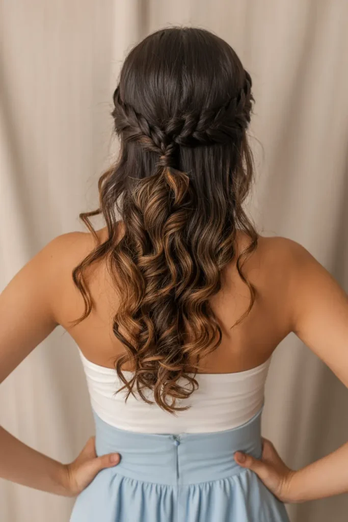 12 Pretty Braided Hairstyles for Every Mood and Moment 7 4. French Braid Half Up Style