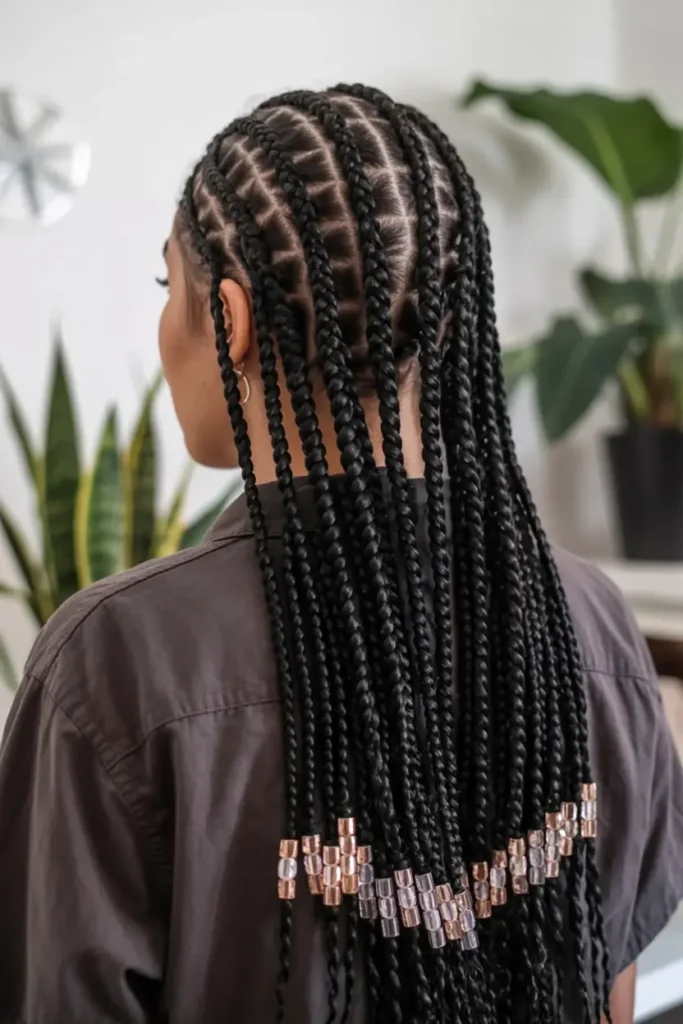 6. Knotless Braids with Beads