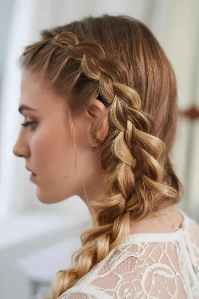 12 Pretty Braided Hairstyles for Every Mood and Moment 11 6. Lace Braid Side Style