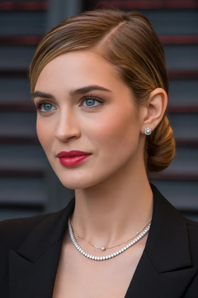 6. Slick Side Part Updo