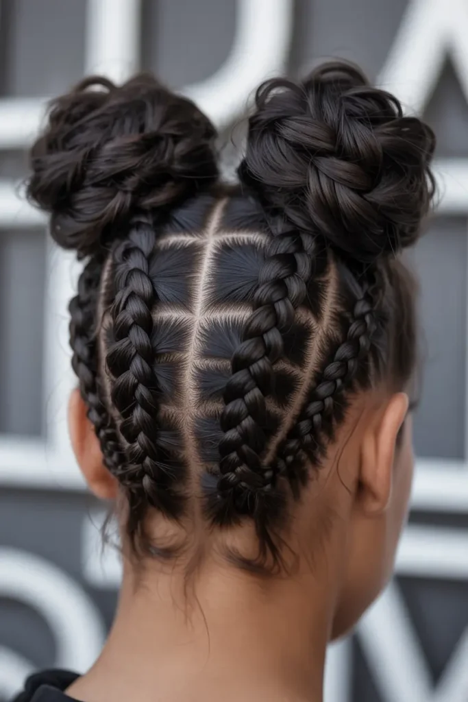 8. Braided Space Buns