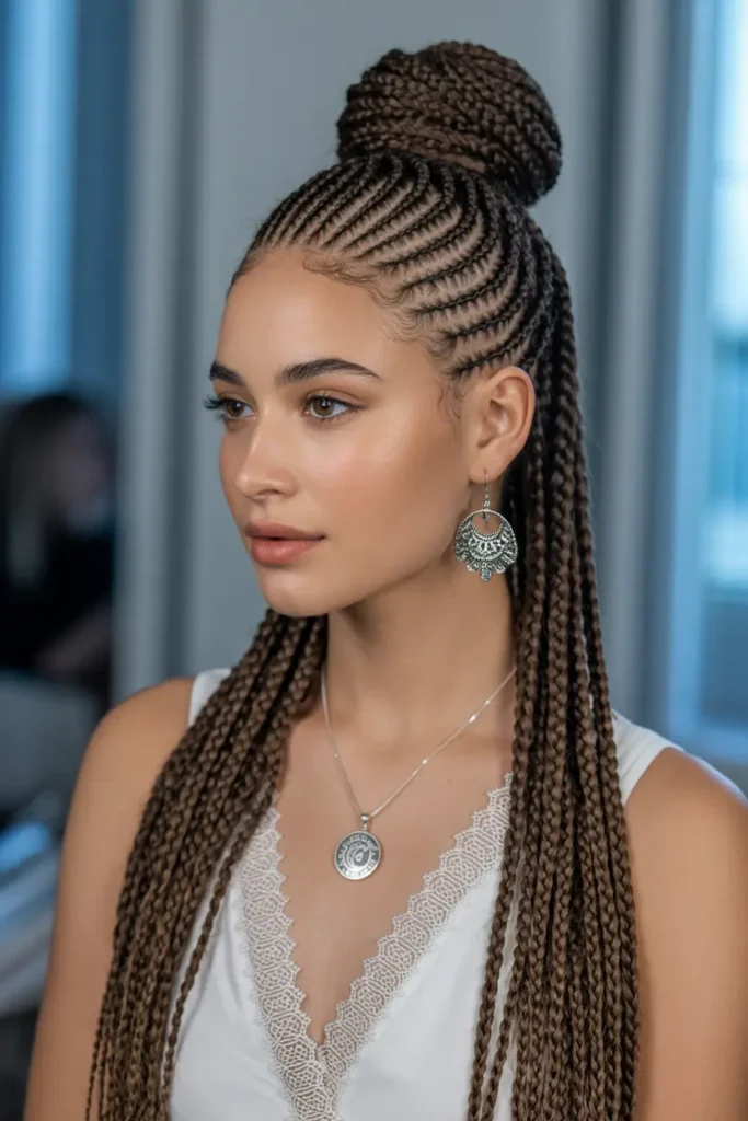 15 Fulani Braids with a Twist: Beads, Buns & Ponytails 15 8. Fulani Braids Updo