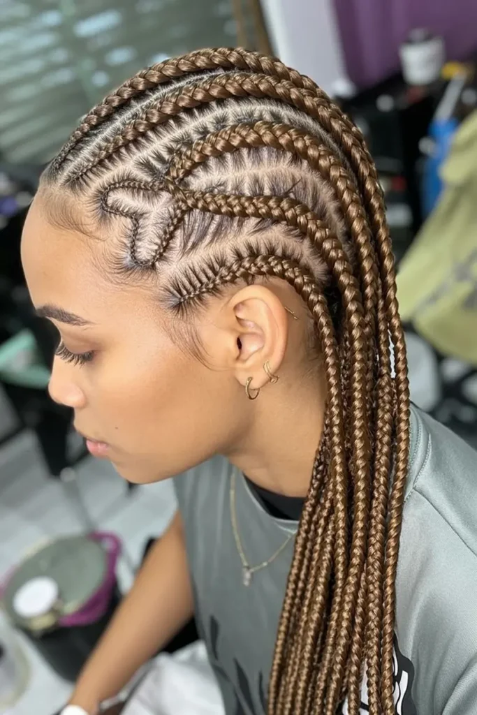 8. Heart Shaped Cornrow Style