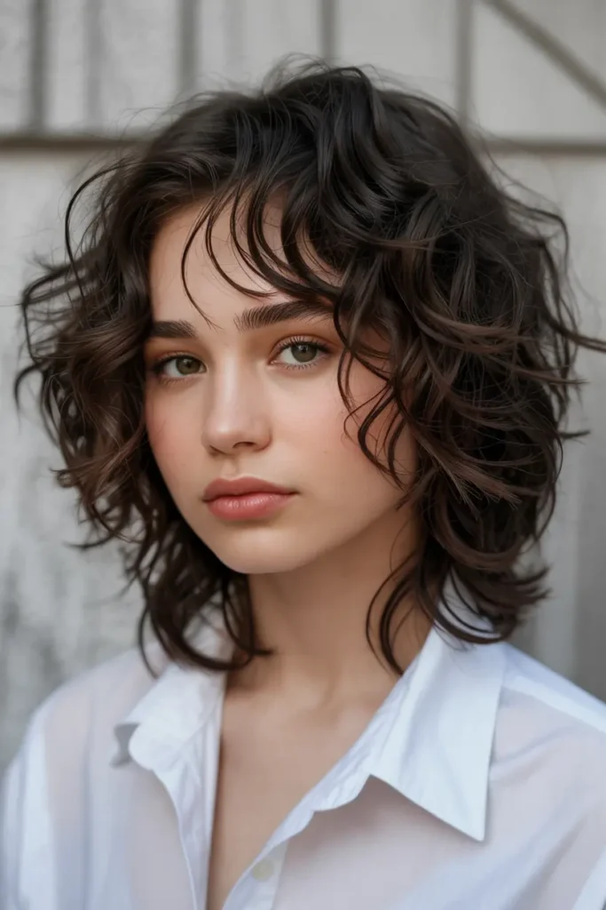 15 Baddie Curly Hairstyles for School to Try Today 15 8. Short Curly Shag