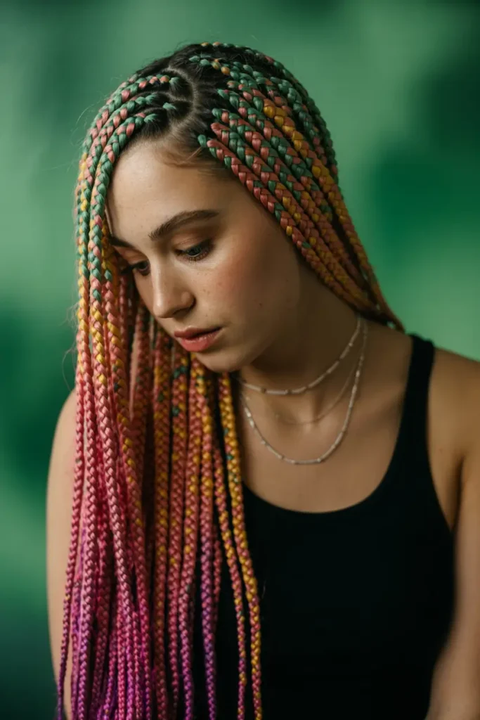 8. Vibrant Colored Braids