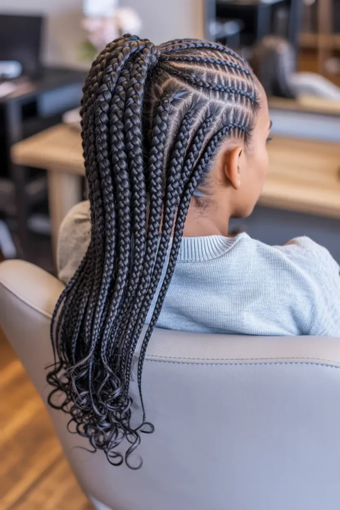 9. Half Up Stitch Braid Style